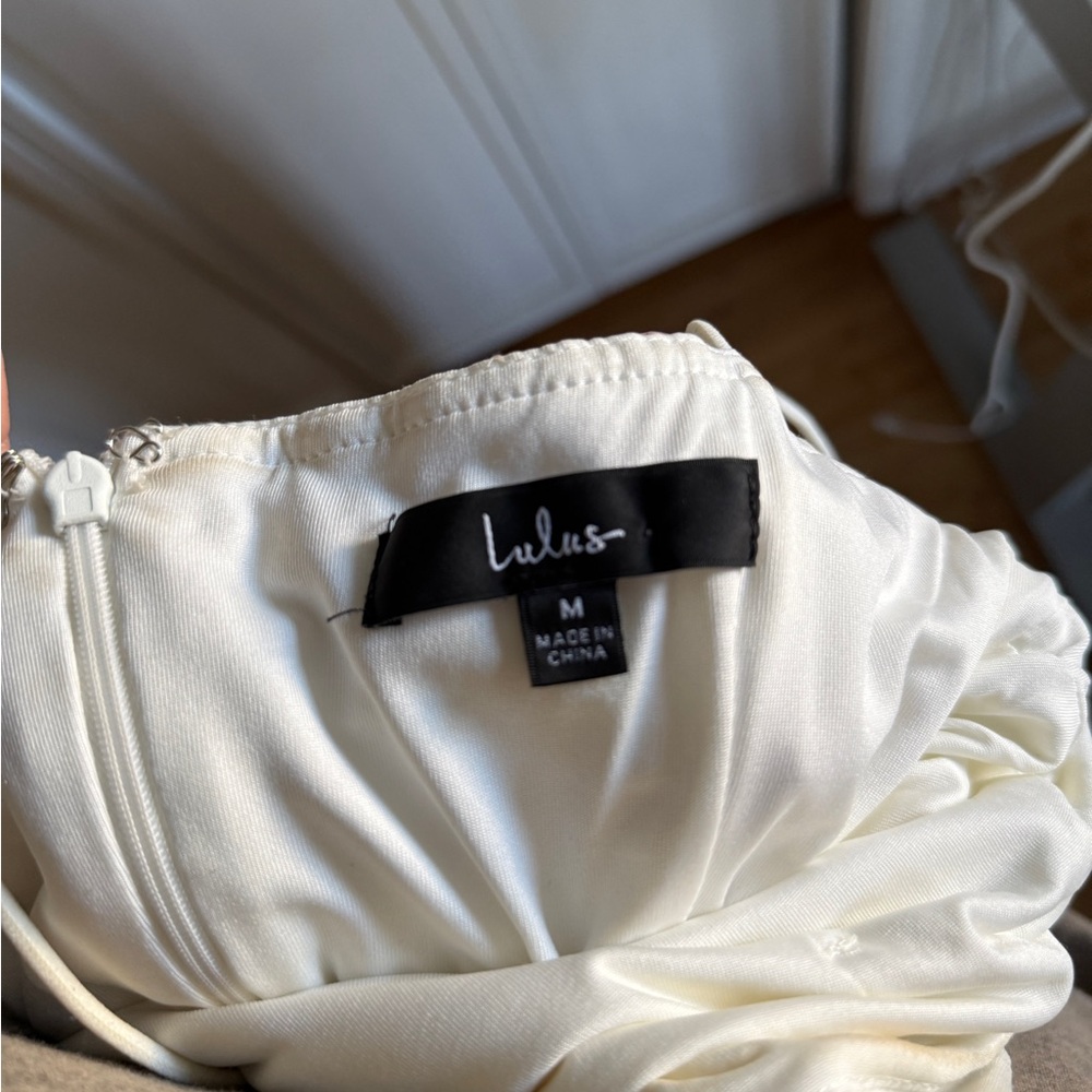 Lulu's Ivory Ruched Dress - Picture 3 of 4
